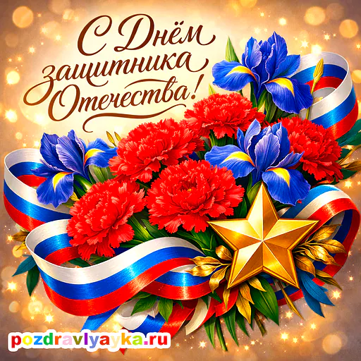 Открытка «23 февраля» — цветы — № 1