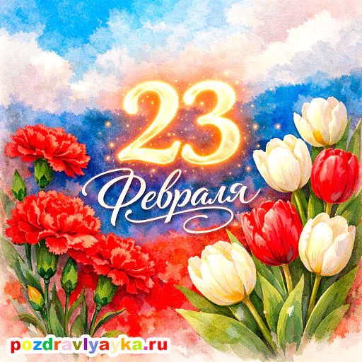 Открытка «23 февраля» — цветы — № 10