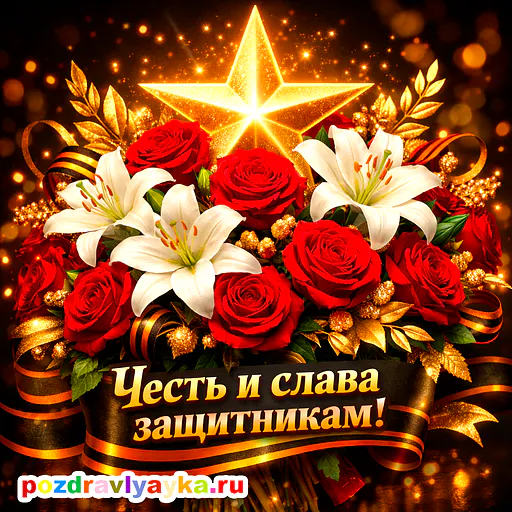 Открытка «23 февраля» — цветы — № 11