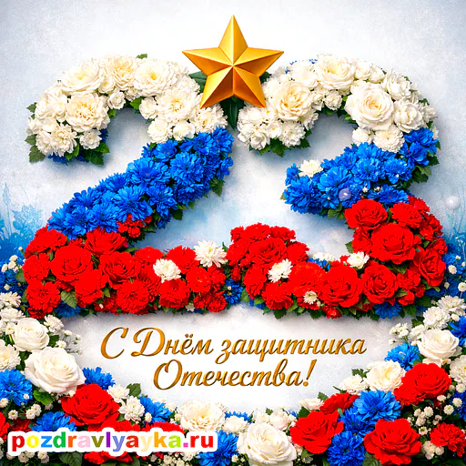 Открытка «23 февраля» — цветы — № 12