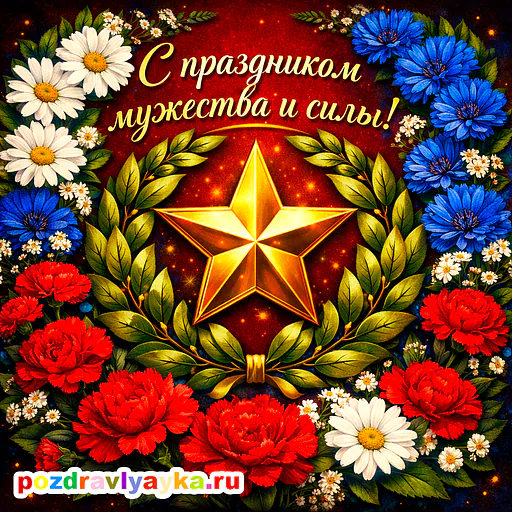 Открытка «23 февраля» — цветы — № 13