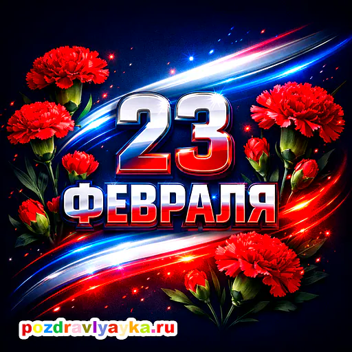 Открытка «23 февраля» — цветы — № 14