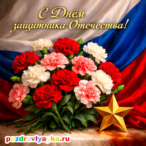 Открытка «23 февраля» — цветы — № 15