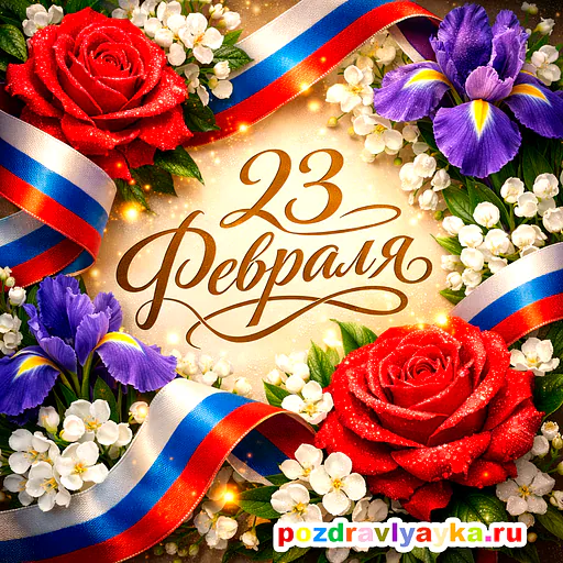 Открытка «23 февраля» — цветы — № 16