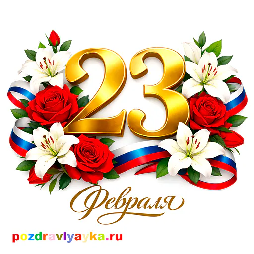 Открытка «23 февраля» — цветы — № 3