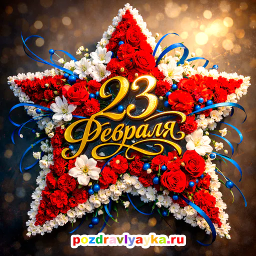 Открытка «23 февраля» — цветы — № 4