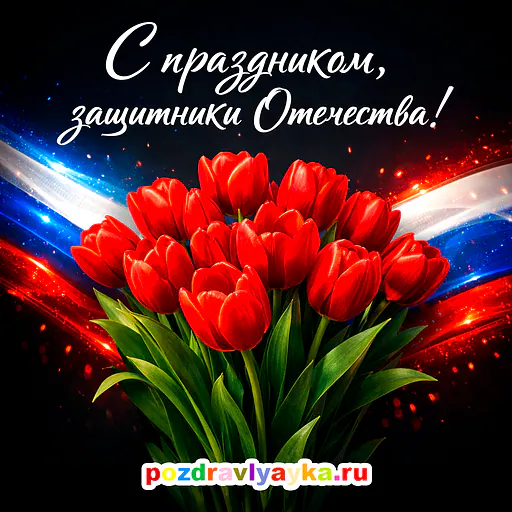 Открытка «23 февраля» — цветы — № 5