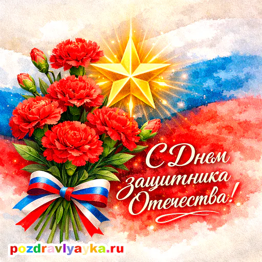 Открытка «23 февраля» — цветы — № 6