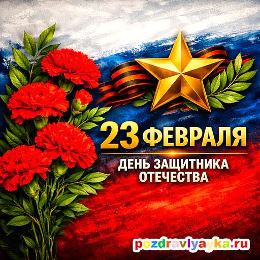Открытка «23 февраля» — цветы — № 7