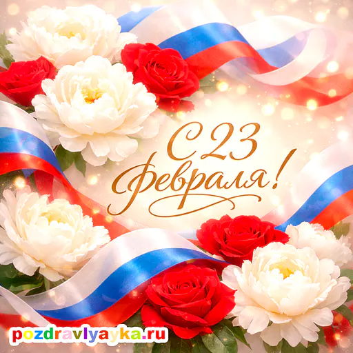 Открытка «23 февраля» — цветы — № 8