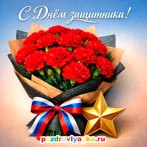 Открытка «23 февраля» — цветы — № 9