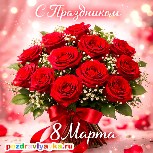 Открытка «8 марта» — цветы — № 1