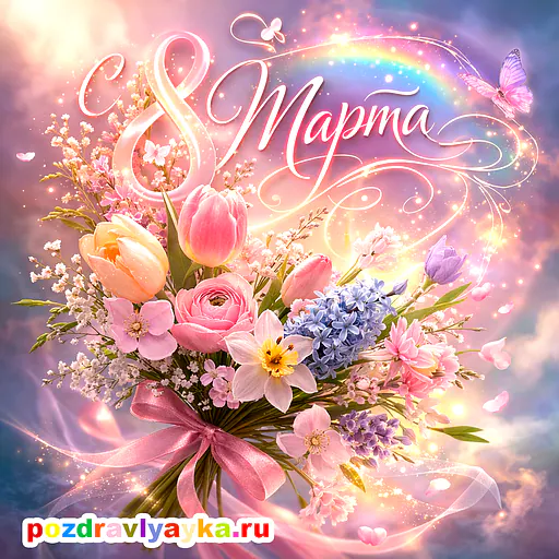 Открытка «8 марта» — цветы — № 6