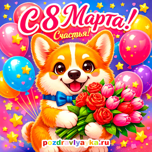 Открытка «8 марта» — мультяшные — № 2