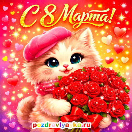 Открытка «8 марта» — мультяшные — № 3