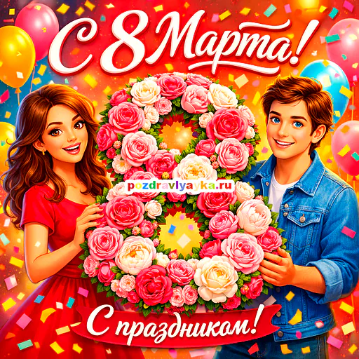 Открытка «8 марта» — мультяшные — № 6