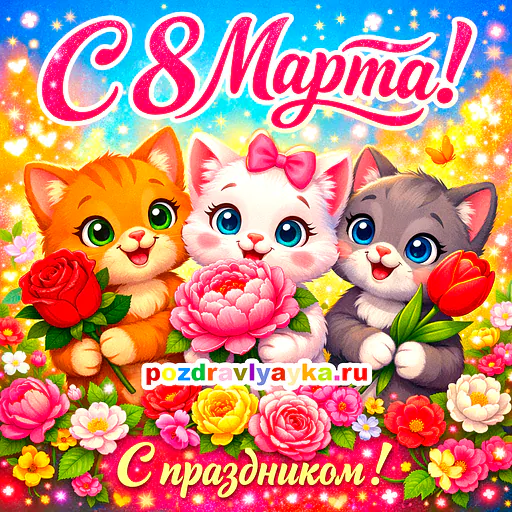 Открытка «8 марта» — мультяшные — № 7