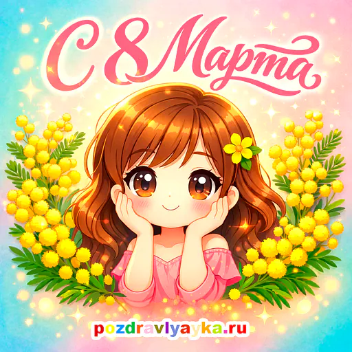 Открытка «8 марта» — мультяшные — № 8