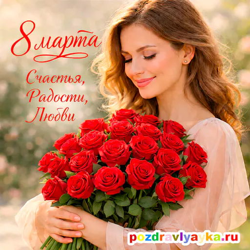 Открытка «8 марта» — реалистичные — № 1