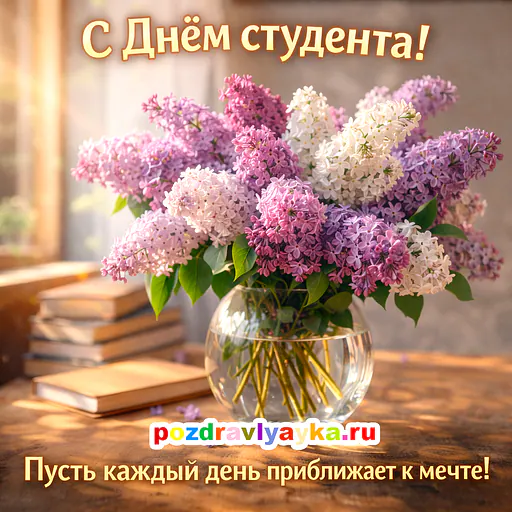 Открытка «День студента» — цветы — № 1