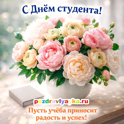 Открытка «День студента» — цветы — № 2