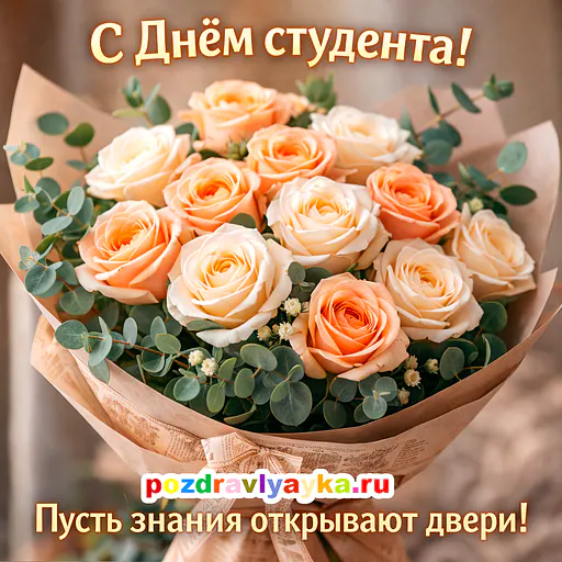 Открытка «День студента» — цветы — № 3