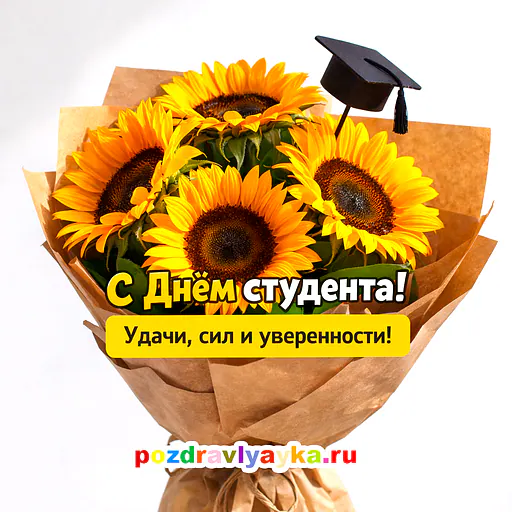 Открытка «День студента» — цветы — № 4