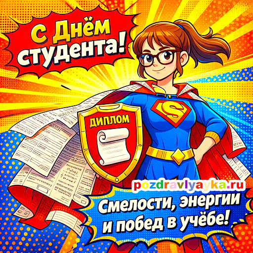 Открытка «День студента» — мультяшные — № 1