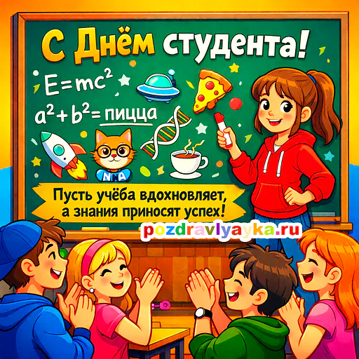 Открытка «День студента» — мультяшные — № 3