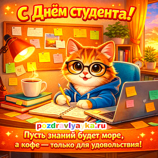 Открытка «День студента» — мультяшные — № 4