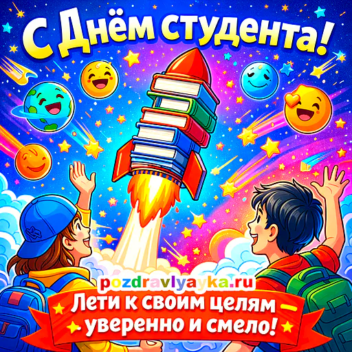 Открытка «День студента» — мультяшные — № 5