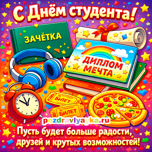 Открытка «День студента» — мультяшные — № 6