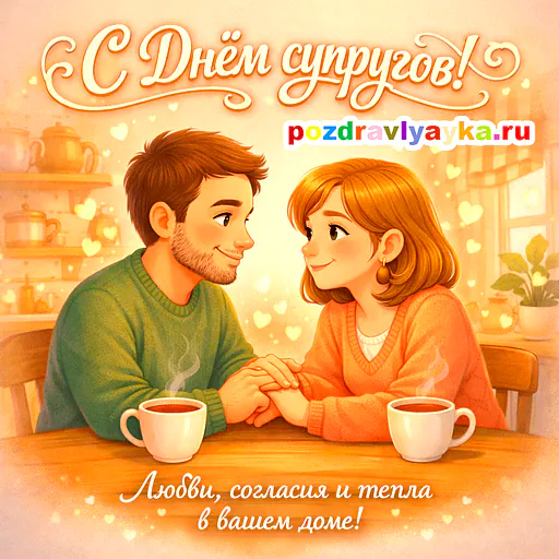 Открытка «День супругов» — мультяшные — № 2