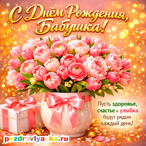 Открытка «День рождения» — цветы, для бабушке — № 1
