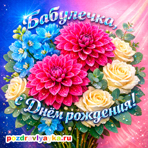 Открытка «День рождения» — цветы, для бабушке — № 10