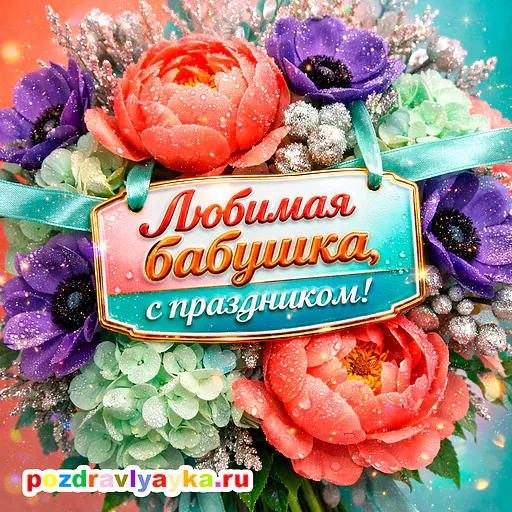 Открытка «День рождения» — цветы, для бабушке — № 13