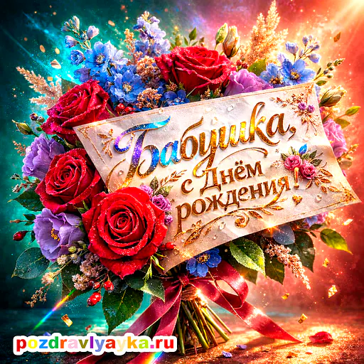 Открытка «День рождения» — цветы, для бабушке — № 14