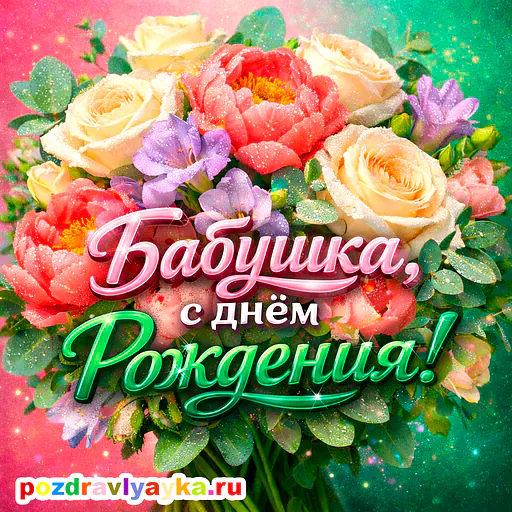 Открытка «День рождения» — цветы, для бабушке — № 15