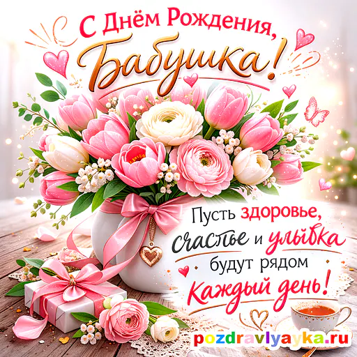 Открытка «День рождения» — цветы, для бабушке — № 16