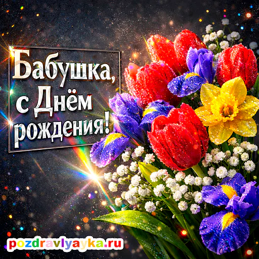 Открытка «День рождения» — цветы, для бабушке — № 2