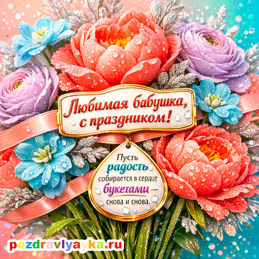 Открытка «День рождения» — цветы, для бабушке — № 7