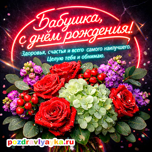 Открытка «День рождения» — цветы, для бабушке — № 8