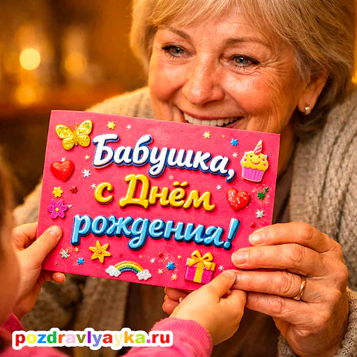 Открытка «День рождения» — реалистичные, для бабушке — № 4