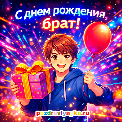 Открытка «День рождения» — мультяшные, для брата — № 36