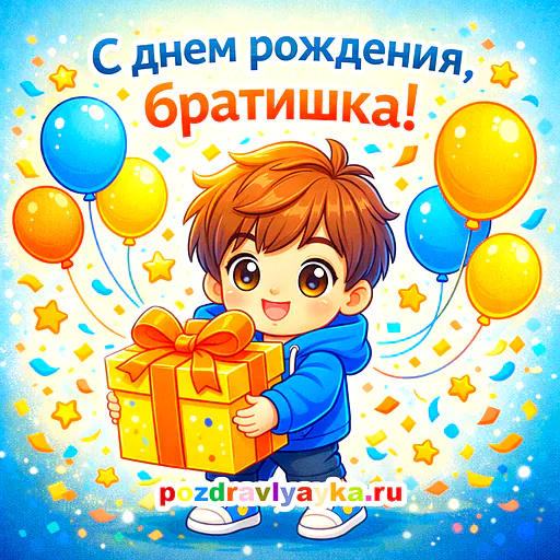 Открытка «День рождения» — мультяшные, для брата — № 37