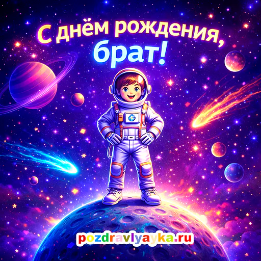 Открытка «День рождения» — мультяшные, для брата — № 40