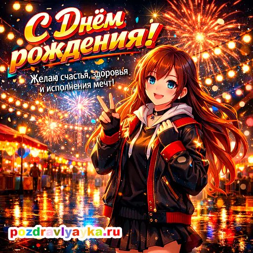 Открытка «День рождения» — аниме, для для каждого — № 3