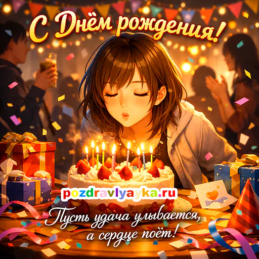 Открытка «День рождения» — аниме, для для каждого — № 5