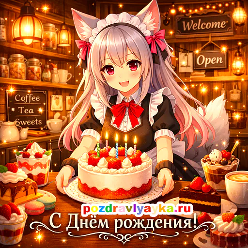 Открытка «День рождения» — аниме, для для каждого — № 6