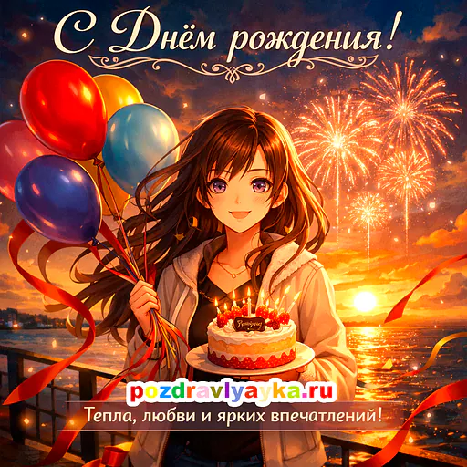 Открытка «День рождения» — аниме, для для каждого — № 9